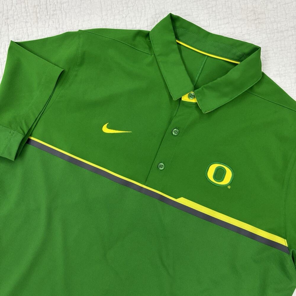 Oregon Ducks Shirt Mens Size Large Green NCAA Football Polo Nike Dri Fit